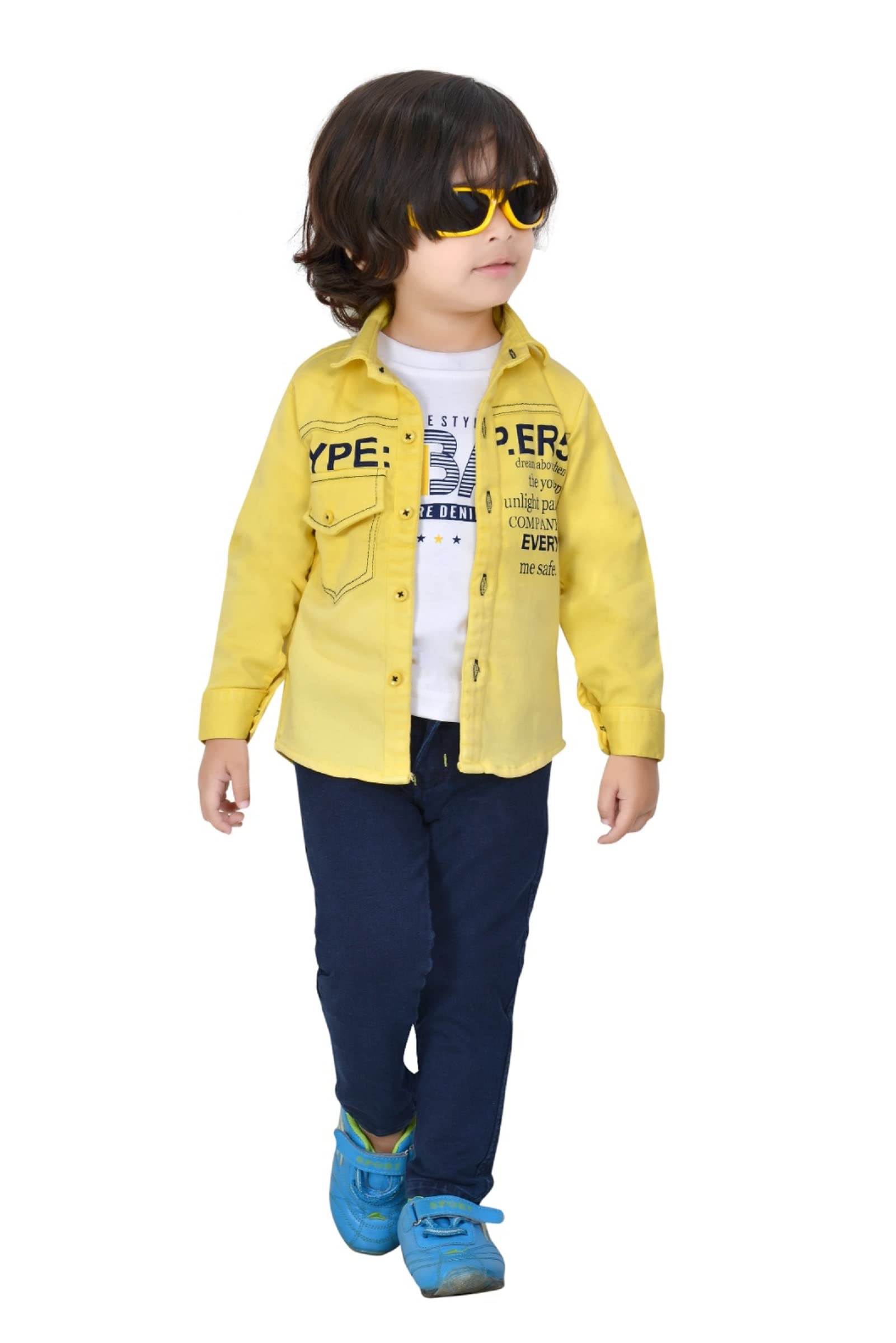 Dotson Clothing Set for Baby Boys (Jacket,T-Shirt & Pant) (3.5-4.5 Years, Yellow)