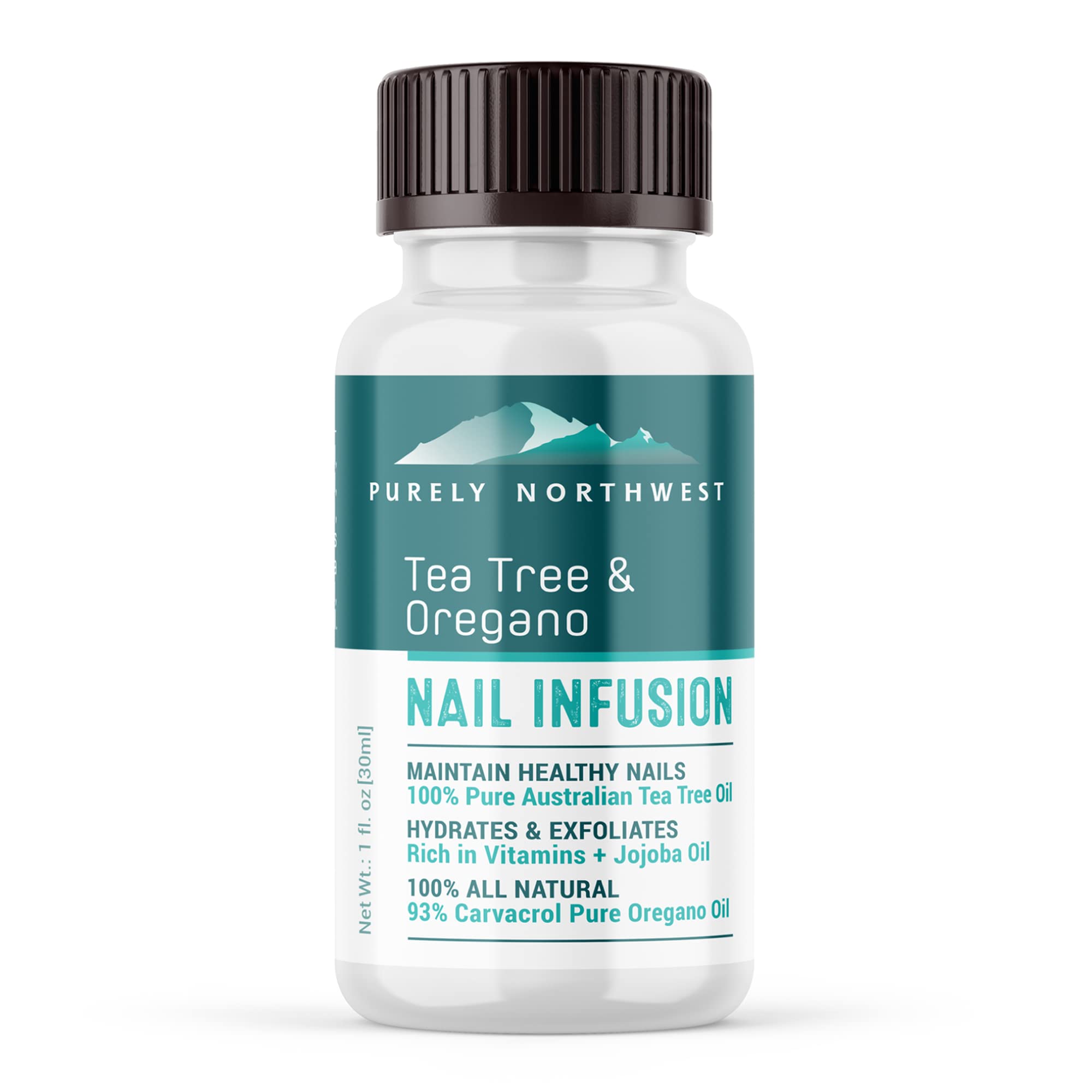 Extra Strength-Toenail Solution-100% All Natural-Tea Tree & Oregano-Effective for Thick, Discolored & Cracked Nails-Softens Dry Cracked Nails & Cuticles-by Purely Northwest 1oz