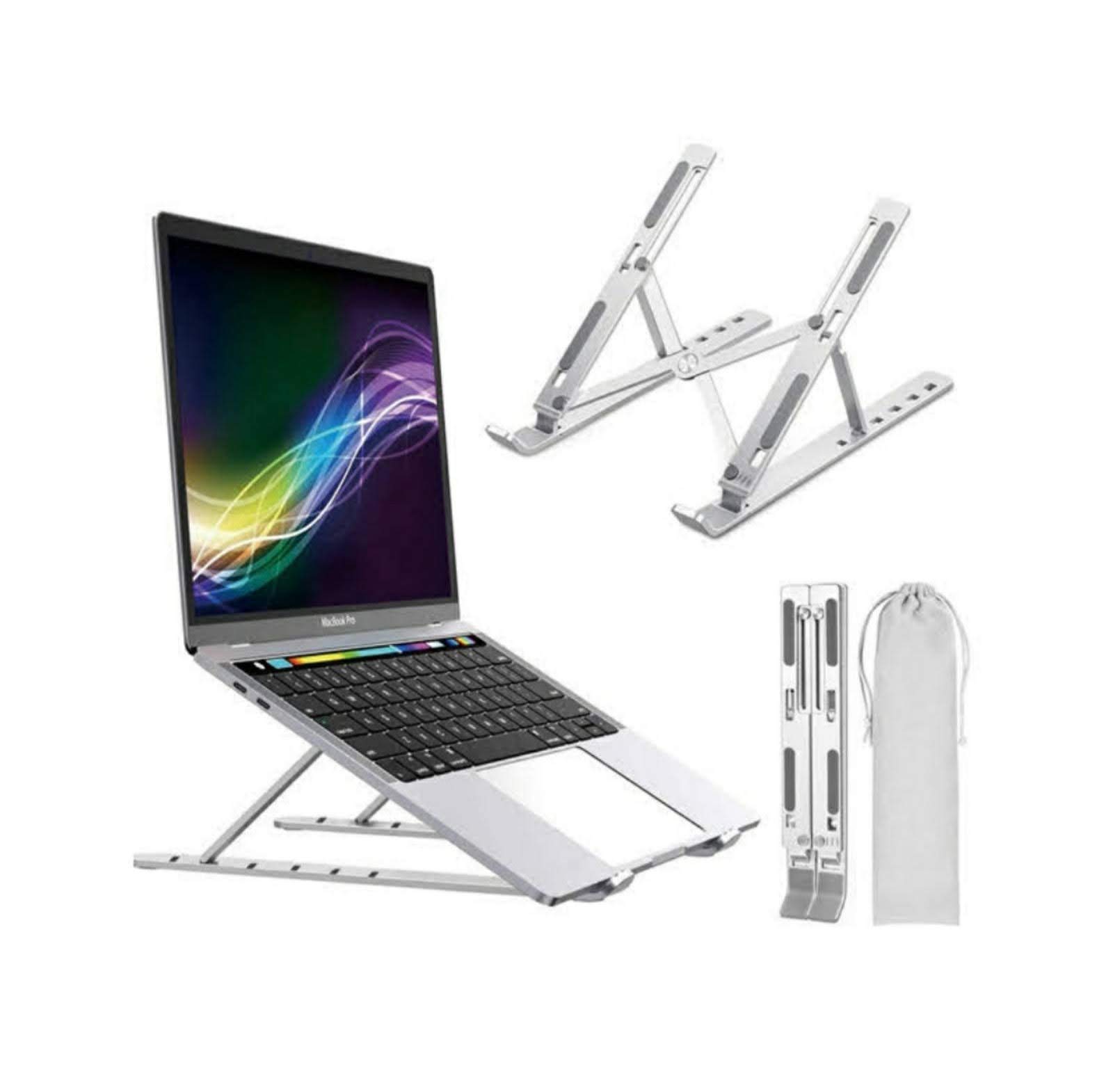 Aluminum Laptop Stand – Foldable Laptop Holder – Adjustable Laptop Stand – Ergonomic Computer Riser – Portable Laptop Stand – 6 Levels Adjustable Height – Compatible with