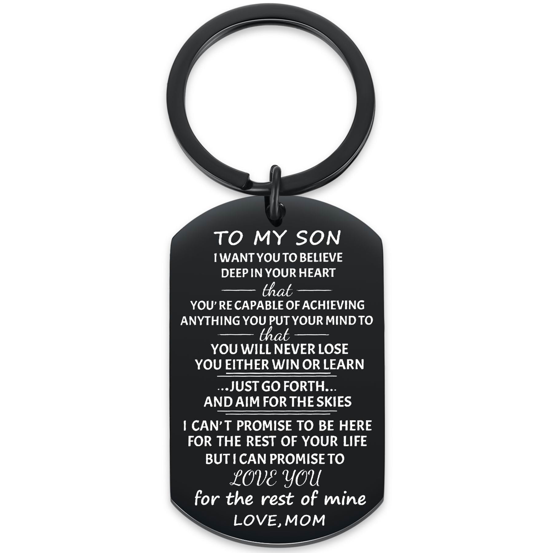 to My Son Keychain Gifts from Mom Inspirational Quote Keyring for Him Boys Men Birthday Graduation Christmas Back to School Gift for Teen Son from Mother, Metal, not known