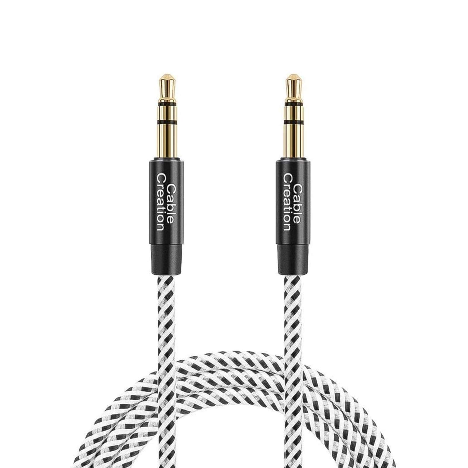 CableCreation3.5mm Aux Cable(1.5FT/0.45m/18inch), Short Male to Male 1/8 Audio Auxiliary Cord Braided Hi-Fi Sound for Car,Headphone Jack,Speaker,Home Stereos,Smartphone(with Aux Port)