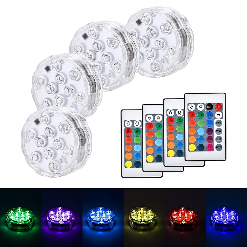 RGB Submersible LED Lights with Remote Color Changing for Party Decoration, Waterproof led Lights Submersible for Party Glass Vase Decor