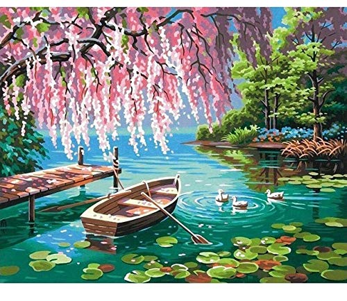 Painting & Calligraphy - Frame DIY Painting By Numbers Landscape Forest Pink Tree Acrylic Paint By Numbers For Adult Wall Art Pictur Home Decors (1330 40x50cm frame)