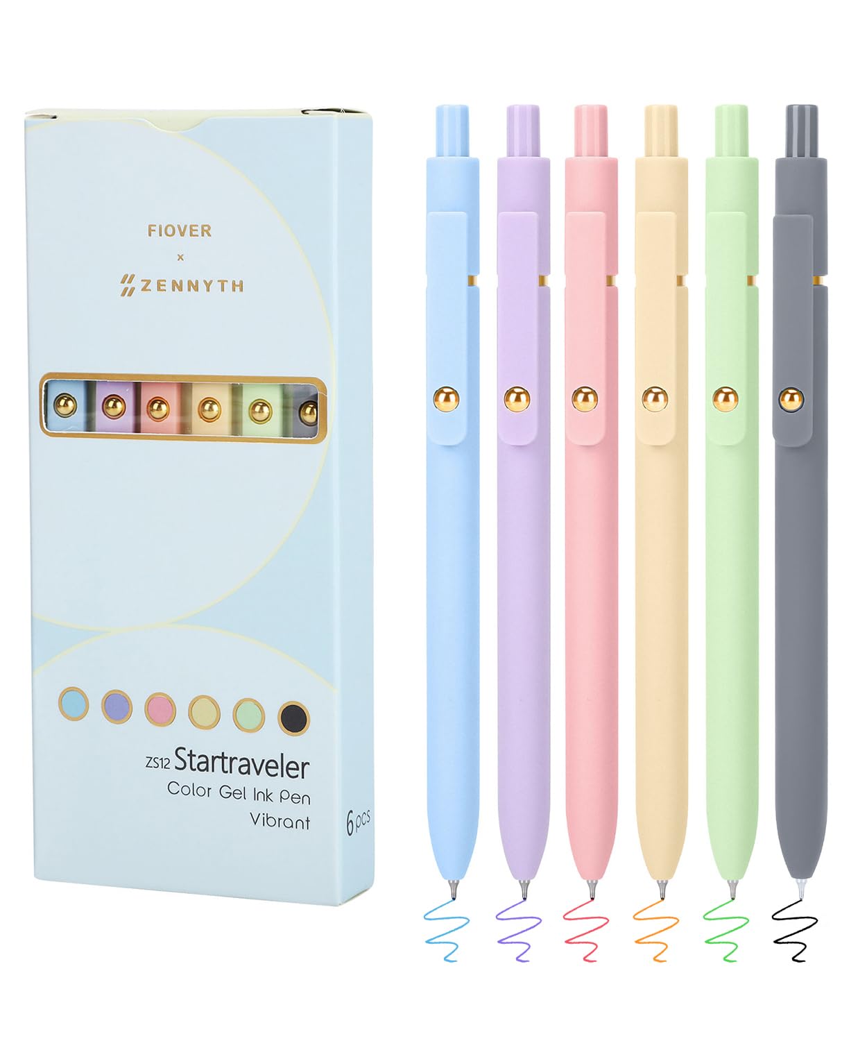 FIOVER Colored Pens, 6 Pack Colorful Gel Pens, Medium Point 0.7mm, Smooth Writing Pens Multicolor for Journaling, Drawing, Doodling, and Note Taking