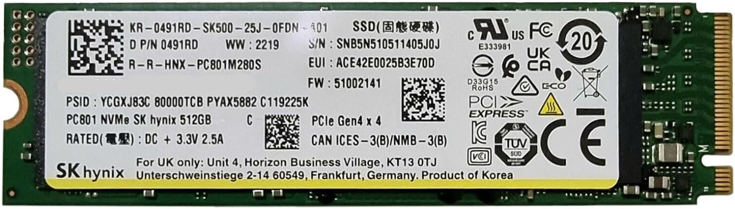 SK Hynix 512GB Gaming Gen4 M.2 2280 PCIe NVMe Internal Solid State Drive (SSD) - Stream Deck, Laptop & Desktop Compatible