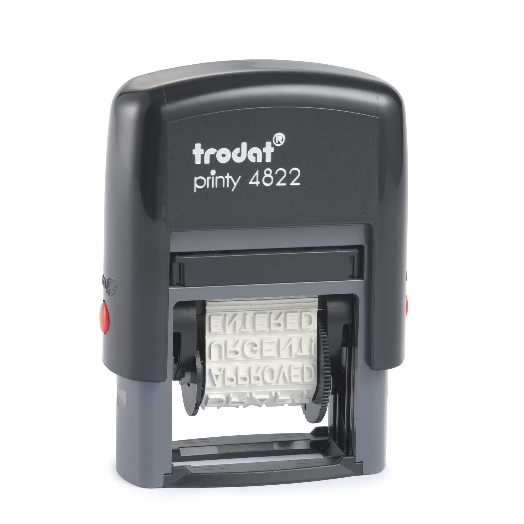 Trodat Printy 4822 Self Inking Dial-A-Phrase, 12 English Messages – Red Ink