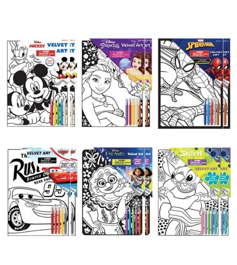 [Back to School Season] 6 Pack Velvet Art book Super Set, Activity Books with Coloring Pages, Poster,MiniMarkers