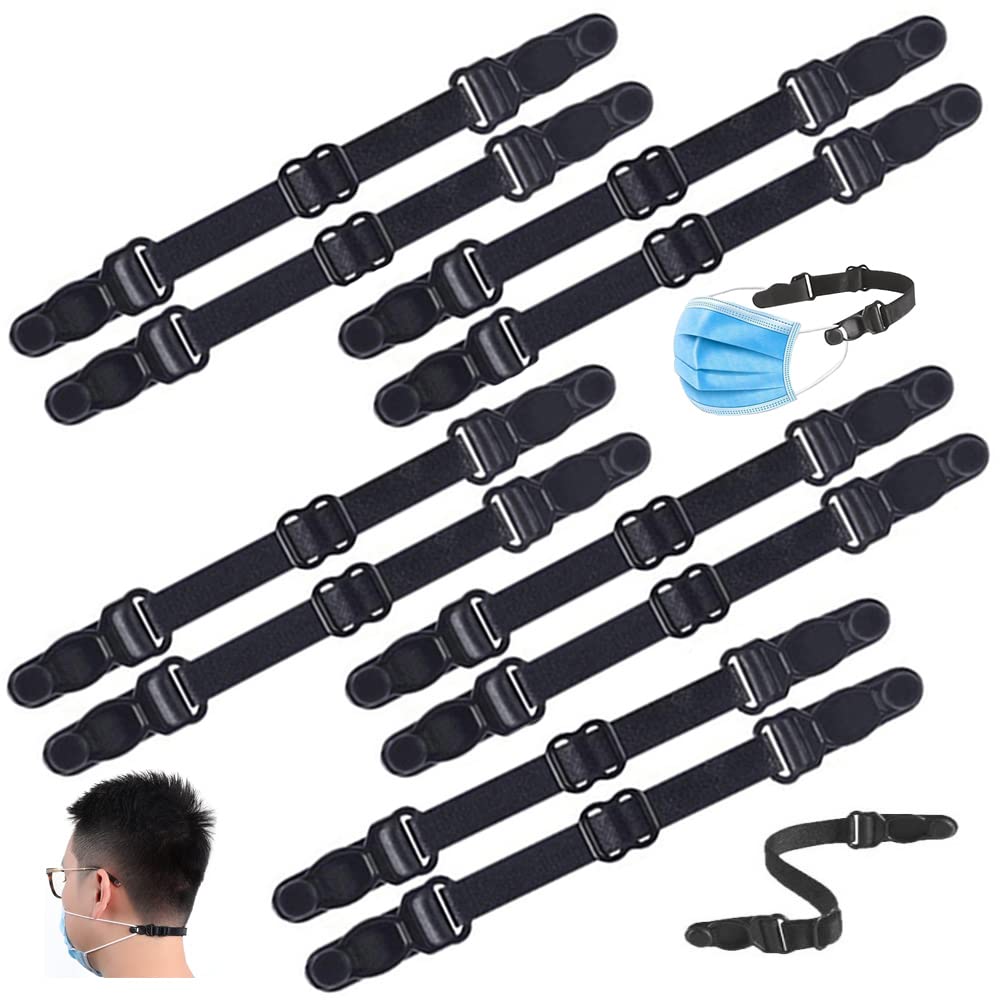 Mask Extender Strap, 10Pcs Elastic Fabric Mask Holder Clip Ear Protector with Adjustable Strap for Back of Head Ear……