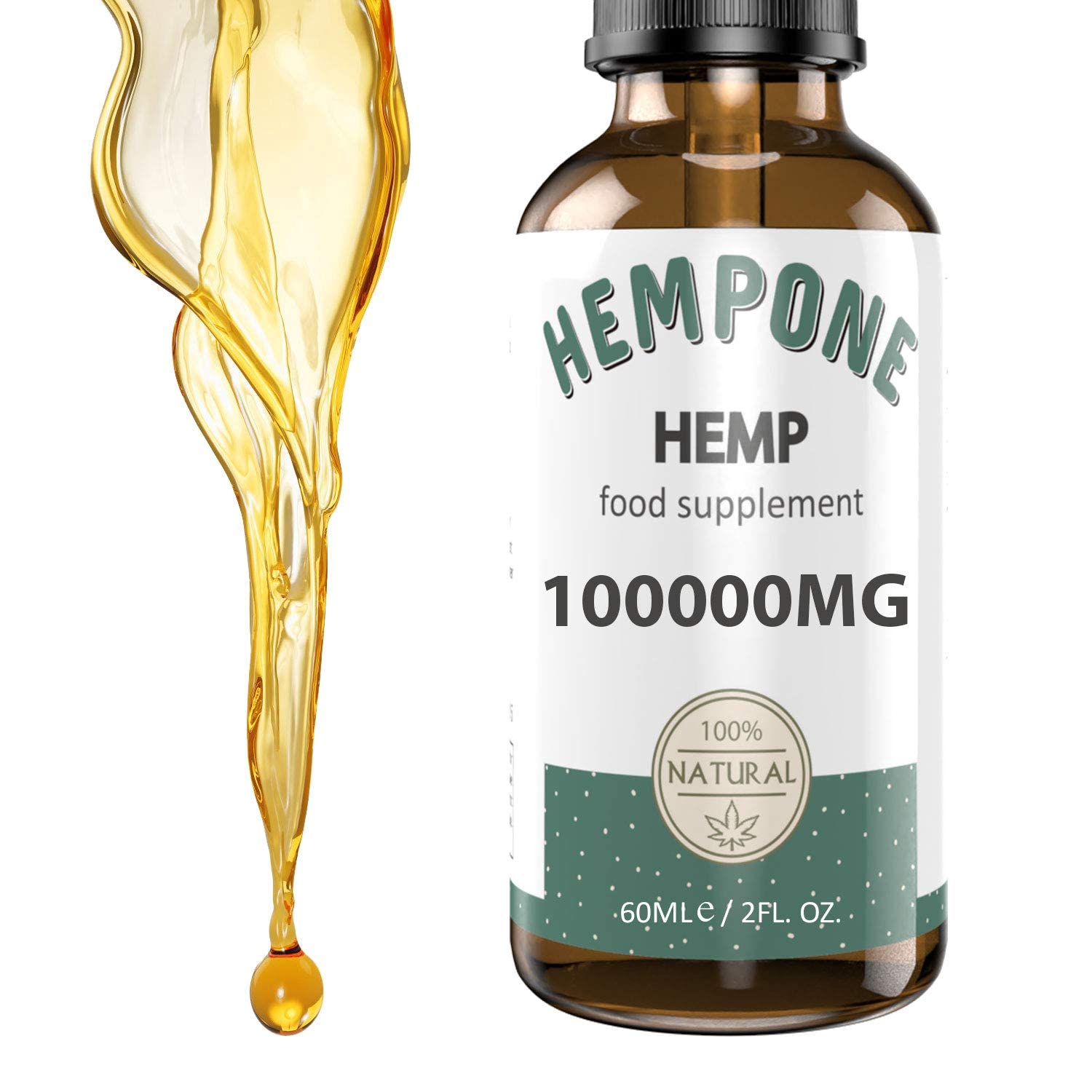 HEMPONEImmune Booster- Hemp Natural Oil Premium Support 100000mg-60ml - Vitamins & Fatty Acids - Omega 3-6-9, Superstrong Formula Best from The US, Vegan Friendly