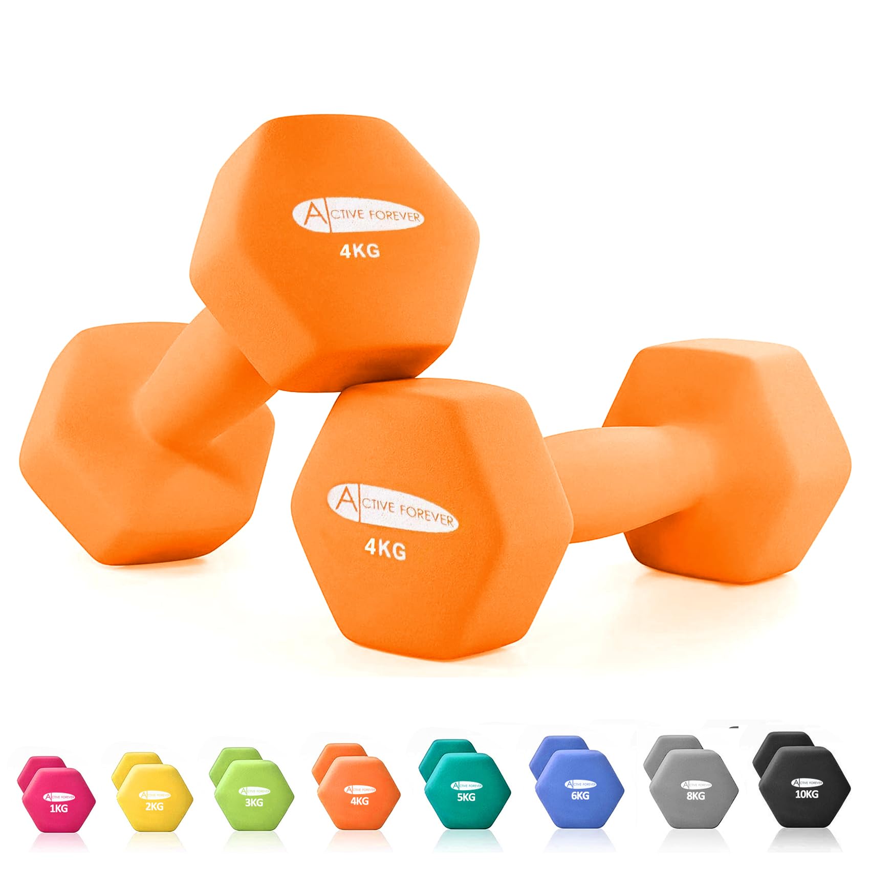 ACTIVE FOREVER Dumbbells Set of 2, Hex Dumbbells Pair, Neoprene Waterproof Non-slip Dumbells Set