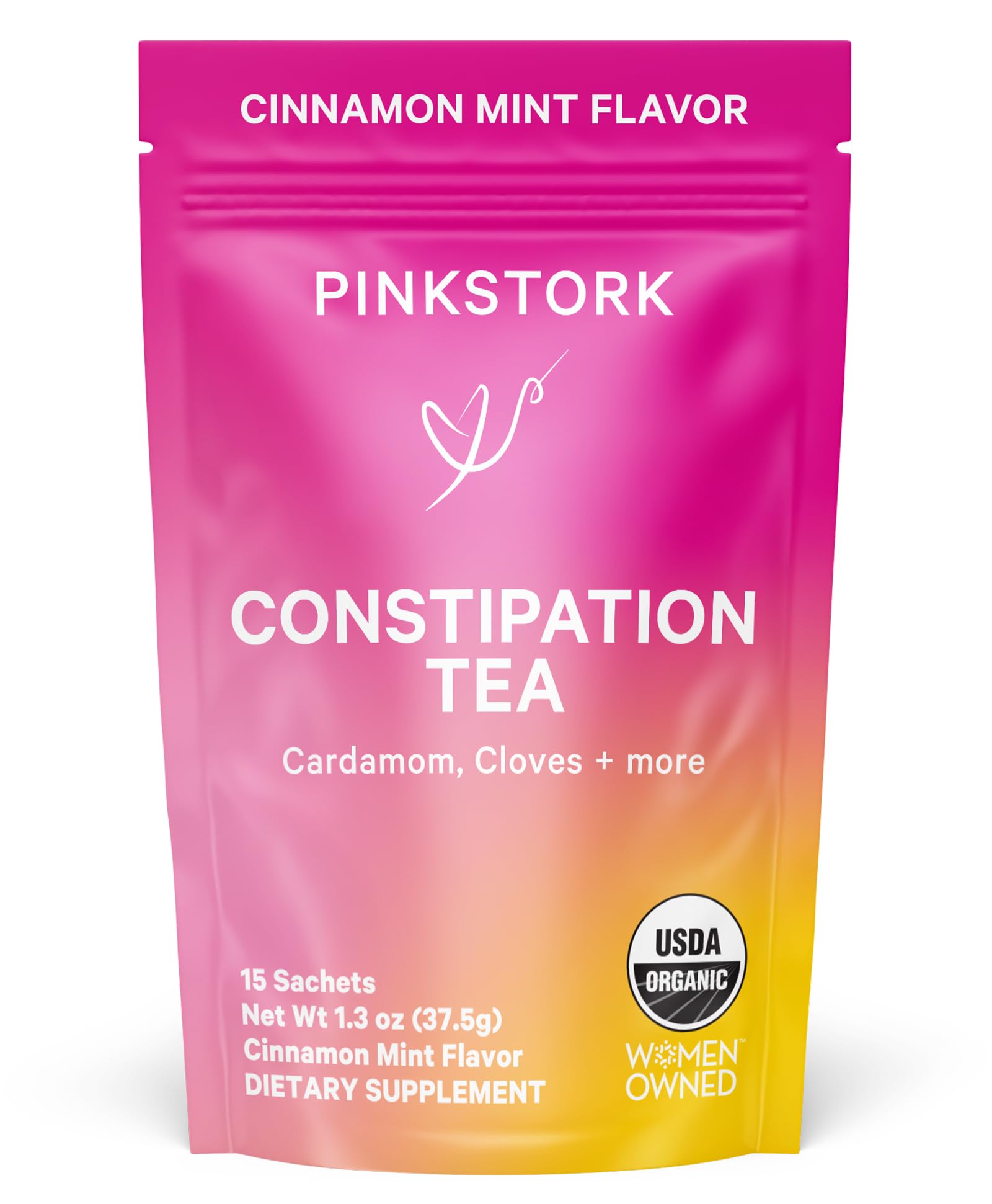 Pink Stork Organic Constipation Tea - Natural & Gentle Support for Digestion, Gas, and Constipation - Prenatal Essentials - Pregnancy and Postpartum Must Haves - 15 Sachets Cinamon Mint Laxative Tea