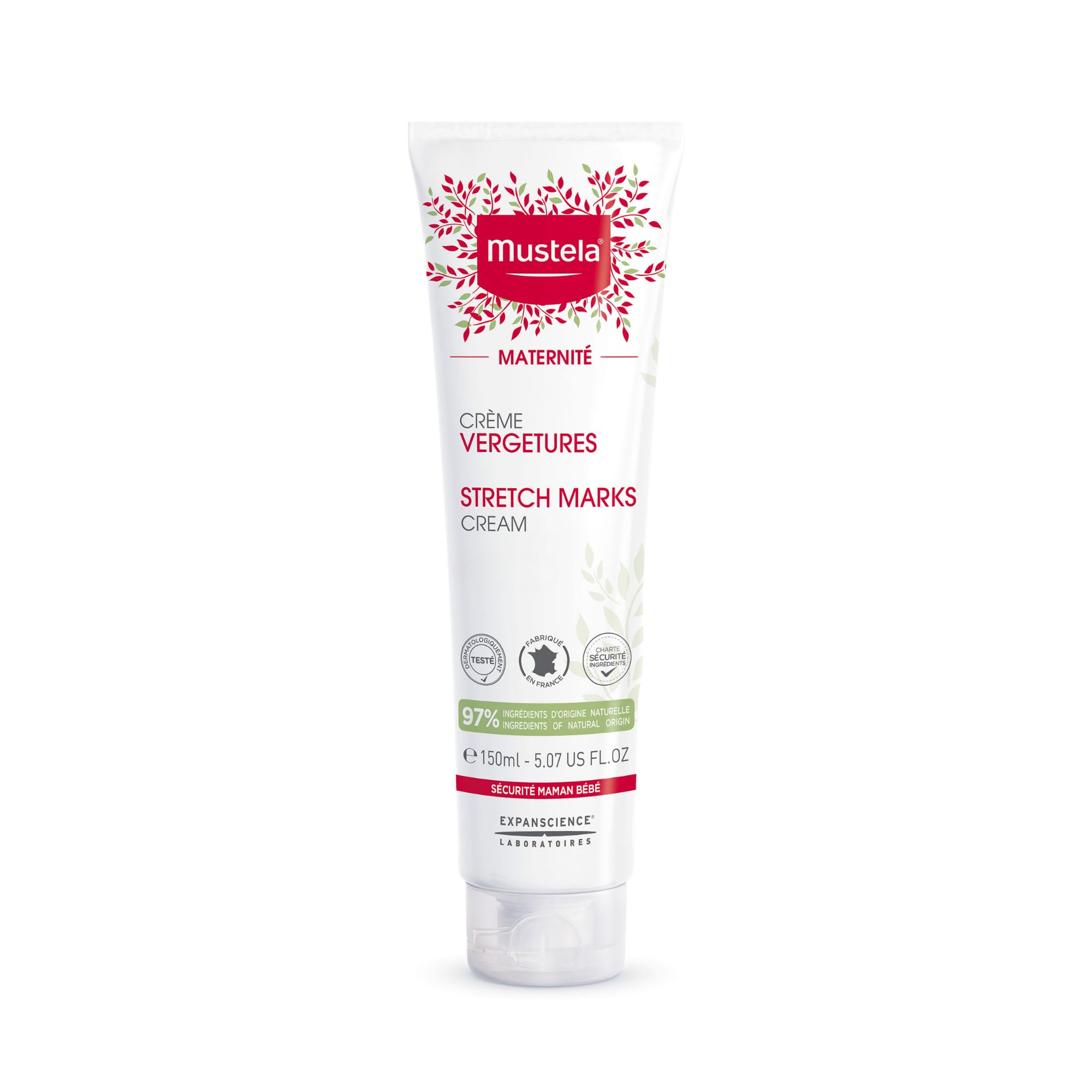 Mustela Maternity Stretch Marks Cream for Pregnancy - Natural Skincare Massage Moisturizer with Natural Avocado, Maracuja & Shea Butter - Lightly Fragranced or Fragrance Free - 150ml