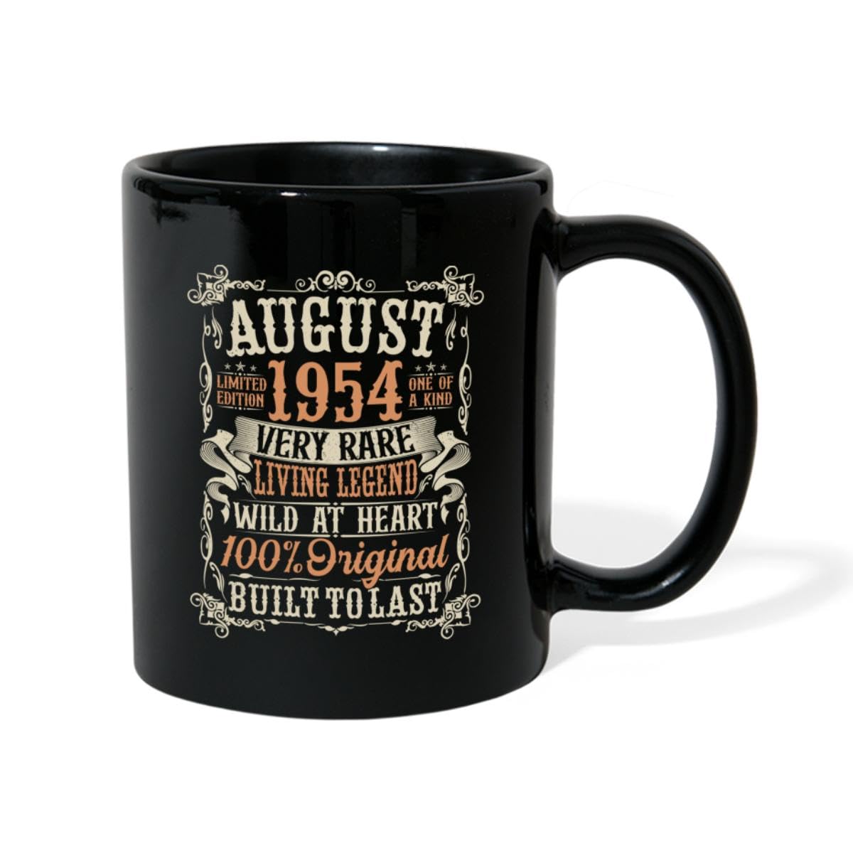 Spreadshirt August 1954 Rare Legend - Exclusive 70th Birthday Commemorative Item Coloured Mug, One Size, Black