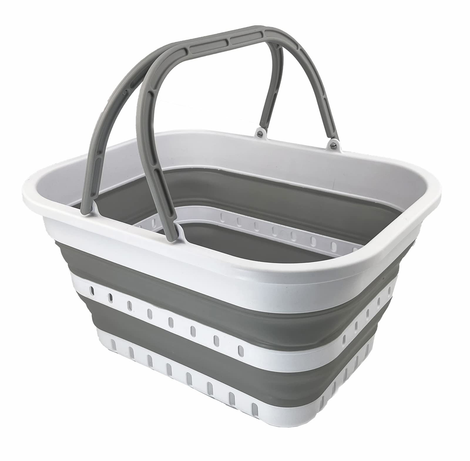 SAMMART Collapsible Handy Bucket/Rectangular Tub/Laundry Basket/Square Tub/Basket with Handle