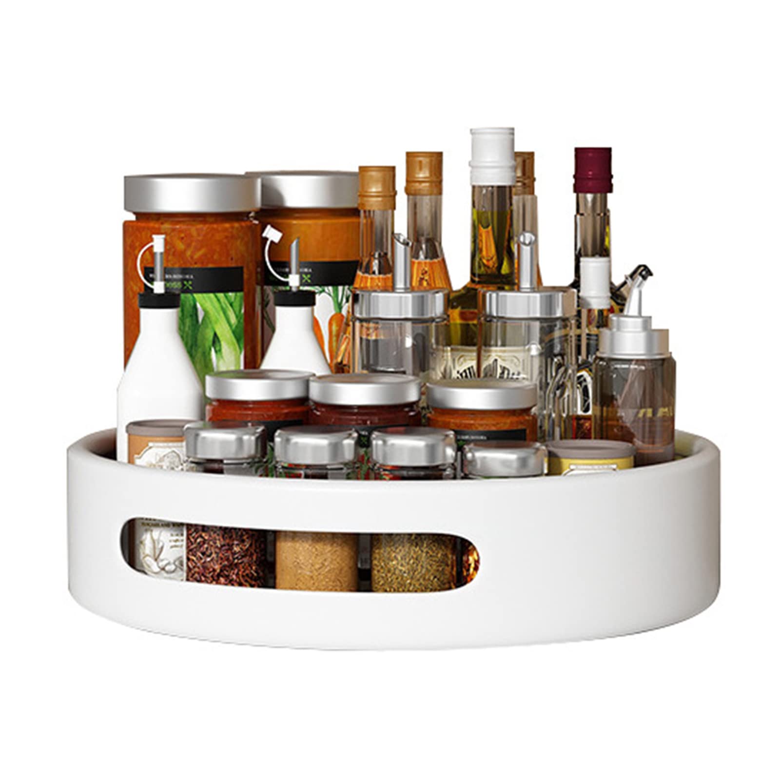 Lazy Susan - Rotating Metal Steel Lazy Susan Cabinet Turntable Storage Organizer for Kitchen Spice Rack Cabinet Pantry Office Bathroom Bedroom (White)