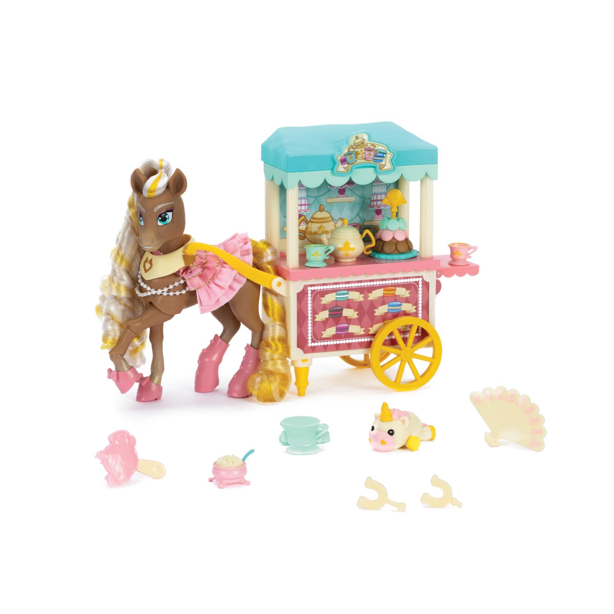 Jakks PacificWild Manes Horse Toys Cherie’s Tea and Treats Cart Playset with Cherie Horse Doll Figure, Includes Brush and Play Accessories