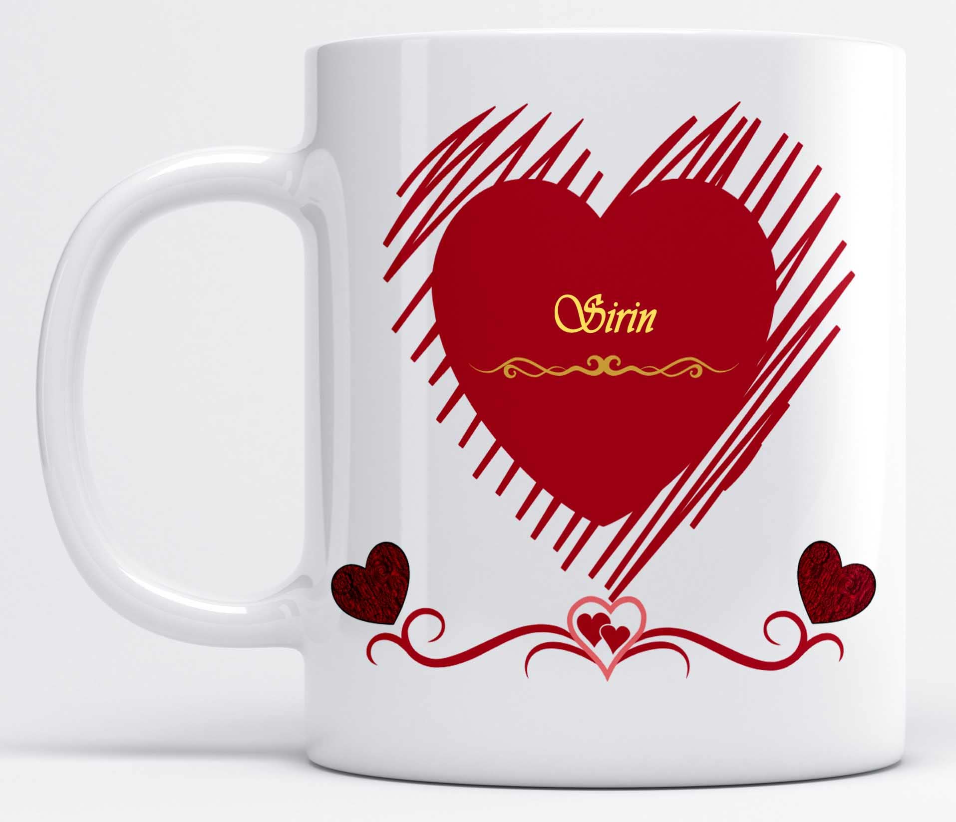 LOROFY Name Sirin Printed Heart Design Ceramic Coffee Mug (350ML)