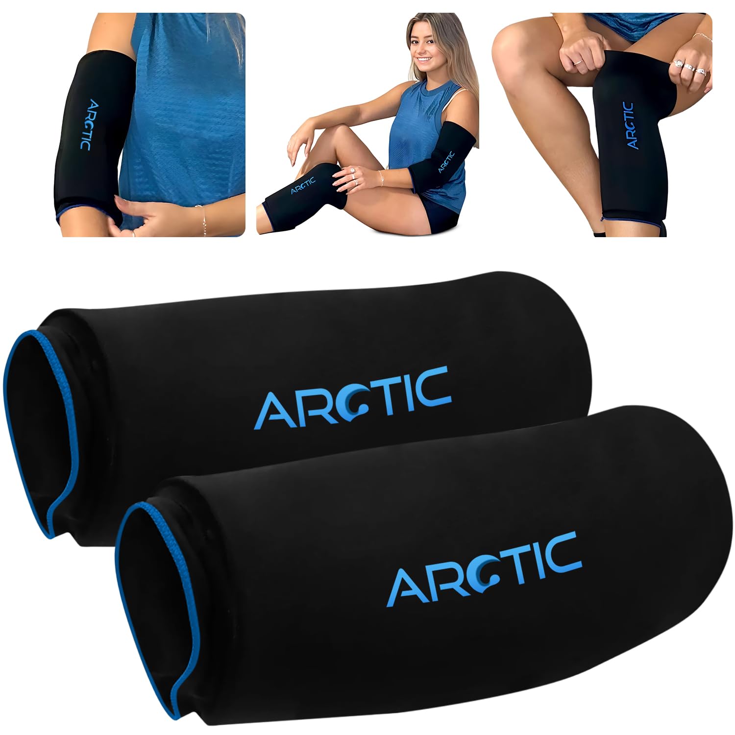 Two Pack - Cold Therapy Compression Ice Sleeve, Knee Ice Pack Wrap for Injuries, Elbow, Quad & Hamstring Relief, Flexible & Reusable Cold Wrap Recovery for Meniscus, ACL, MCL, Ice & Heat Therapy