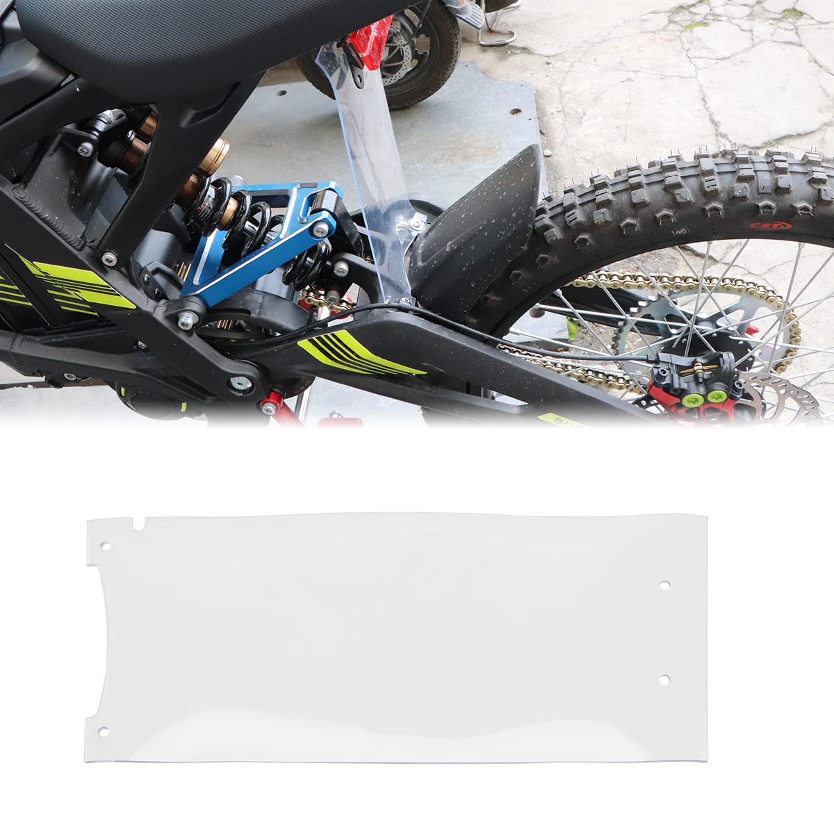 URLWALLRear Fender, Rear Shock Absorption Mud Guard Mud Flap, Rear Shock-Absorbing Dust Cover Dirt Protector for Sur-Ron Surron Light Bee X Segway X260 Dirt Bike, 11.2 × 5.3'', Transparent