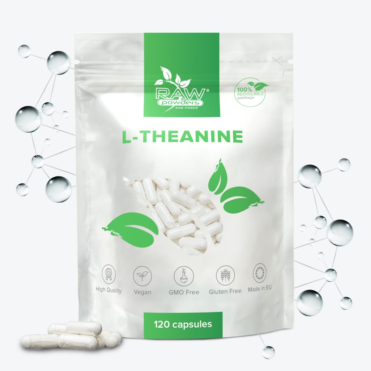 Theanine 200mg 120 Tablets High Strength – L Theanine Nootropic Supplement – L-Theanine for Vegans and Vegetarians - Nerve System, Energy Support by Raw Powders