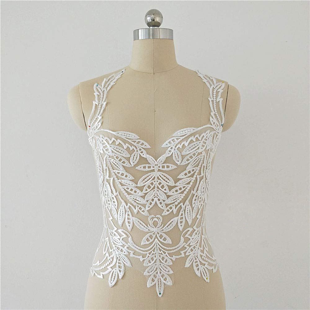 Chic Embroidery Leaves Lace Applique Off-White Lingerie Bodice Lace Patch Sewing Addition