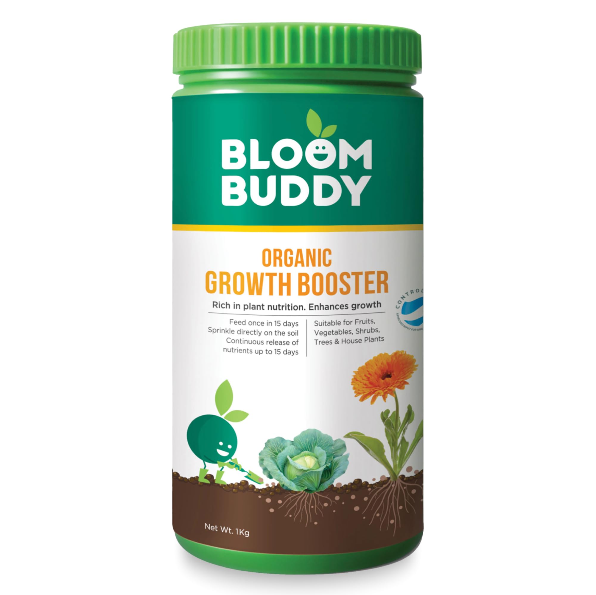 Bloombuddy Growth Booster Fertilizer 1 KG Granules | Home Garden Plants | Indoor & Outdoor | All-in-One Plant Growth Enhancer & Supplement | Flowers, Fruits, Veggies, Herbs