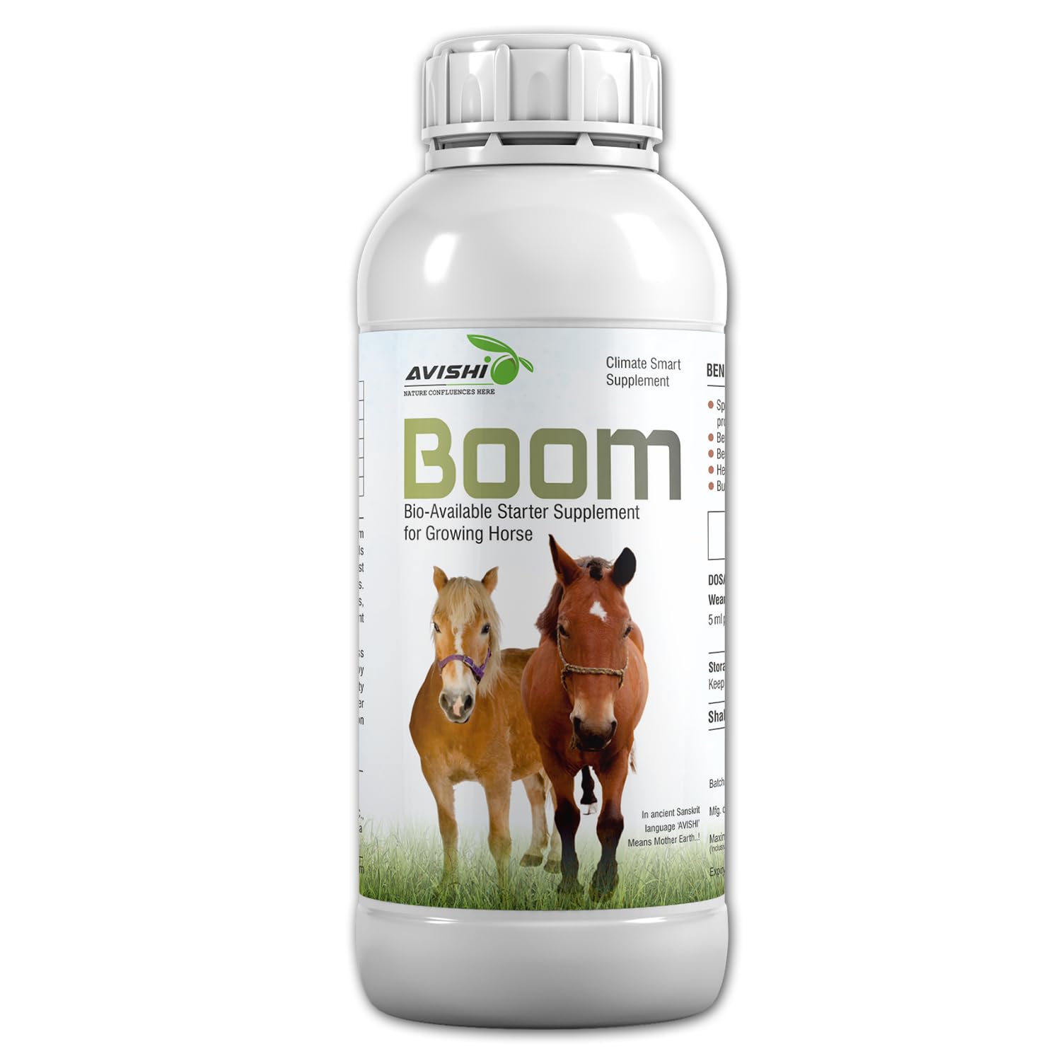 Avishi Boom for Growing Horses, (1 Litre) Bioavailable Starter Supplement for Better Muscle, Bone and Teeth Development, Helps to Build Immunity and Combat Stress