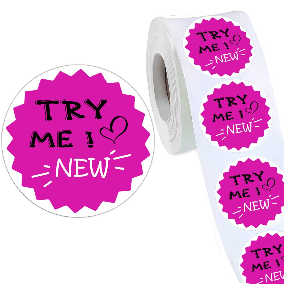 Try Me Stickers,Round New Try Me Grocery Store Food Labels 500/Roll (Pink 2 inch)