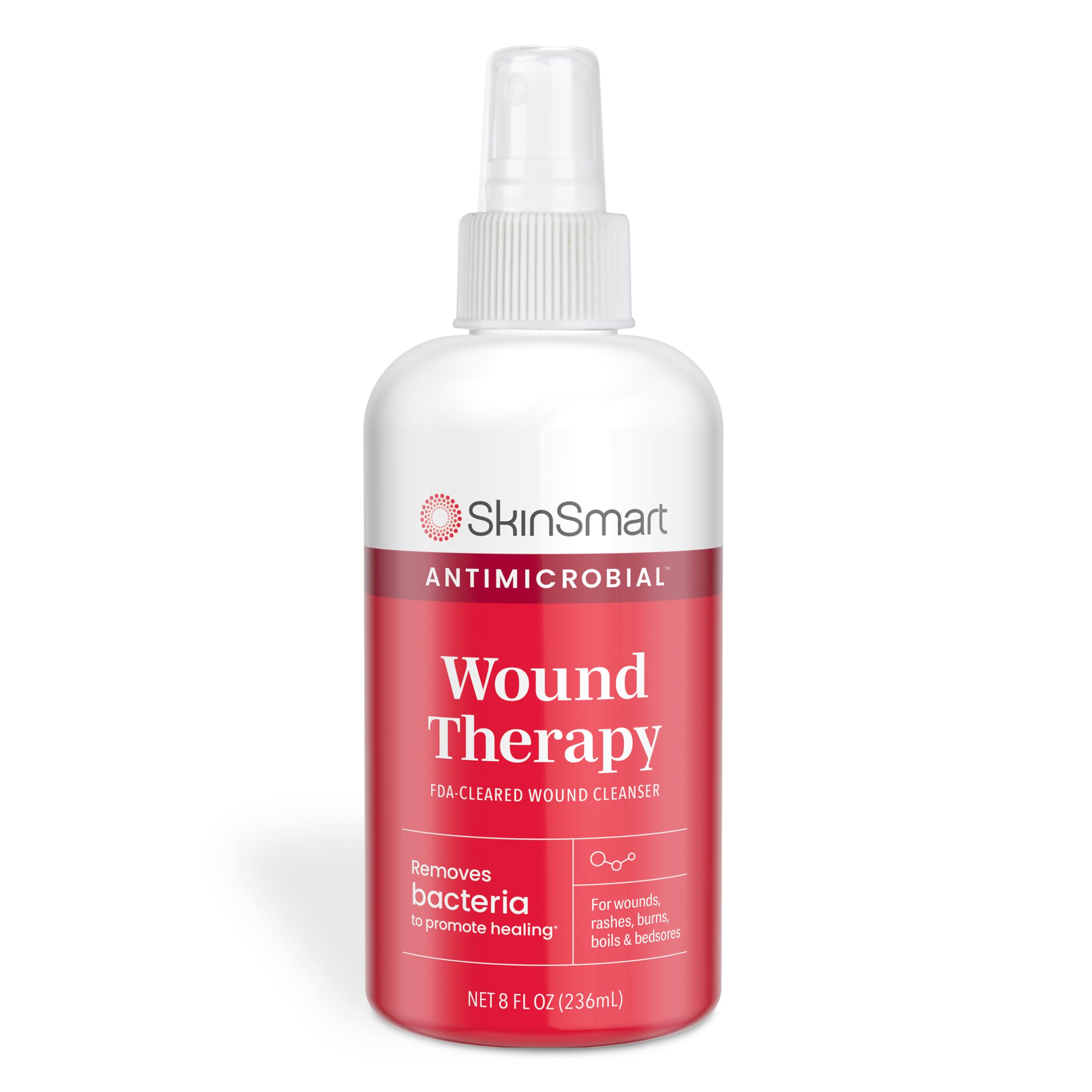 SkinSmart AntimicrobialWound Therapy, Hypochlorous Acid Safely Removes Bacteria so Wounds Can Heal, 8 Ounce Clear Spray