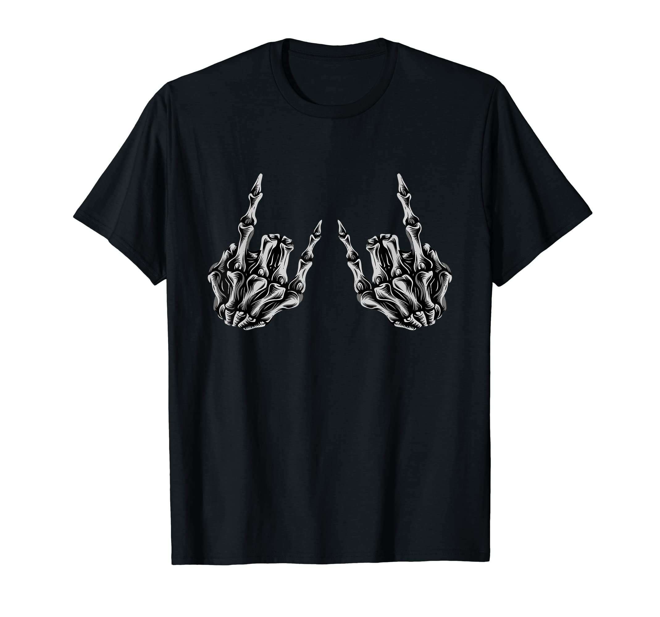 ROSS BOSSRock On Skeleton Hand Sign Band Tees - Rock And Roll Graphic T-Shirt