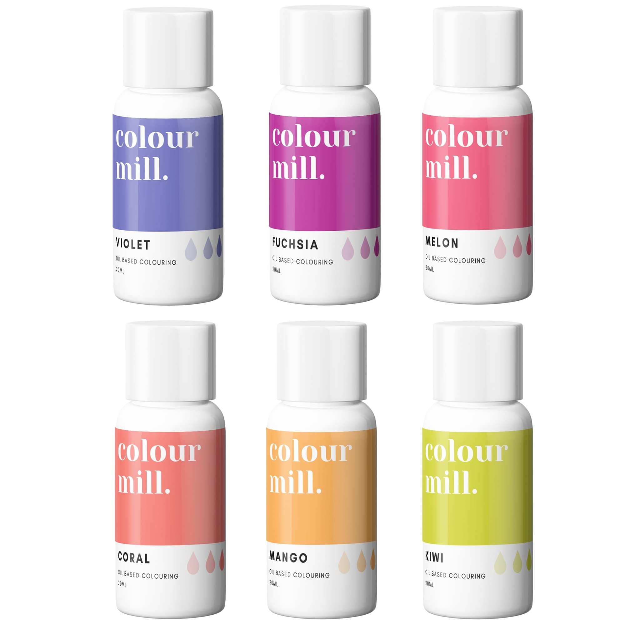 Colour Mill Tropical Colours - Gift Set of 6 Oil Based Colouring,20 ml (Pack of 6)