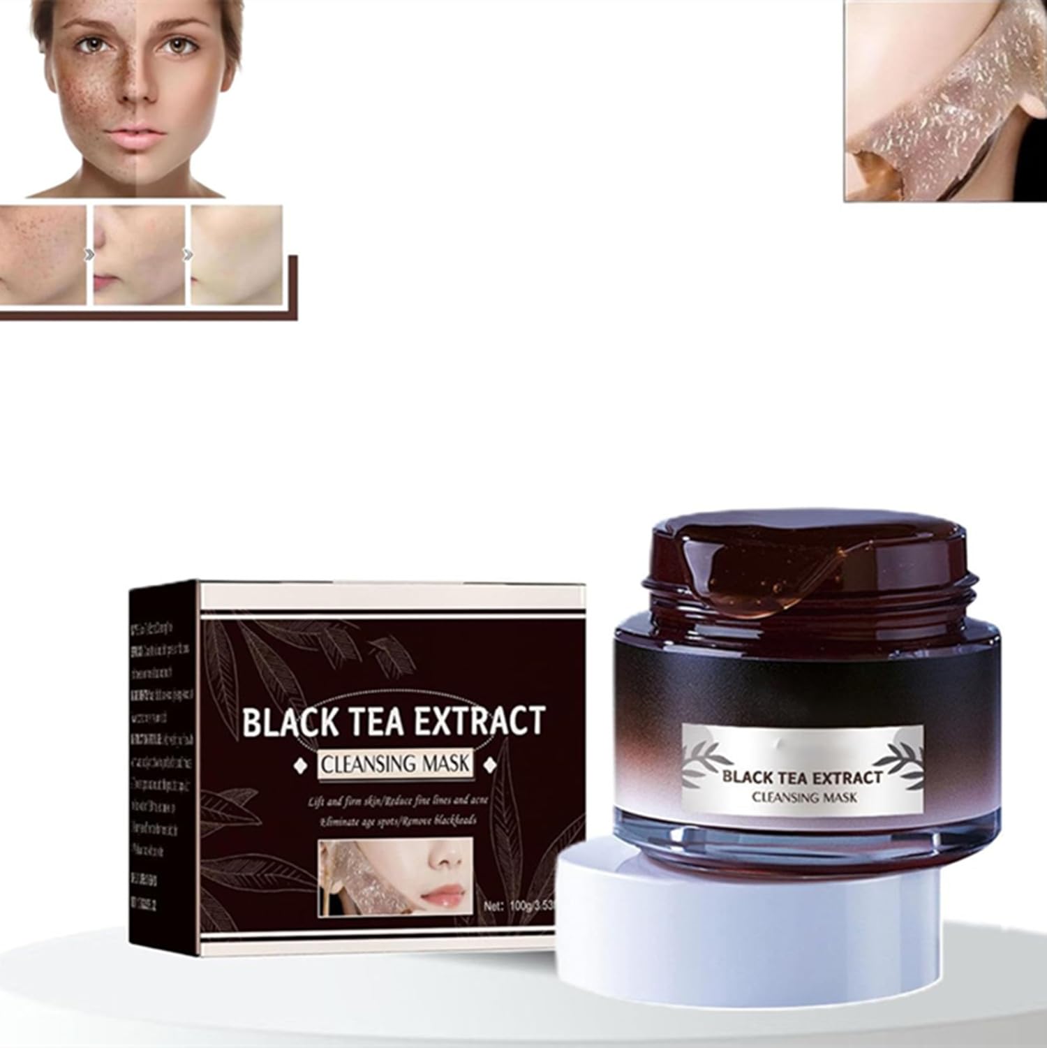 Black Tea Peel off Mask, Black Tea Mask Peel, Black Tea Skinning Peel off Mask, Herbal Refining Black Tea Skinning Face Mask,Blackhead Remover Mask Cream Facial Mask Peel Off,for All Skin Types (1pcs)