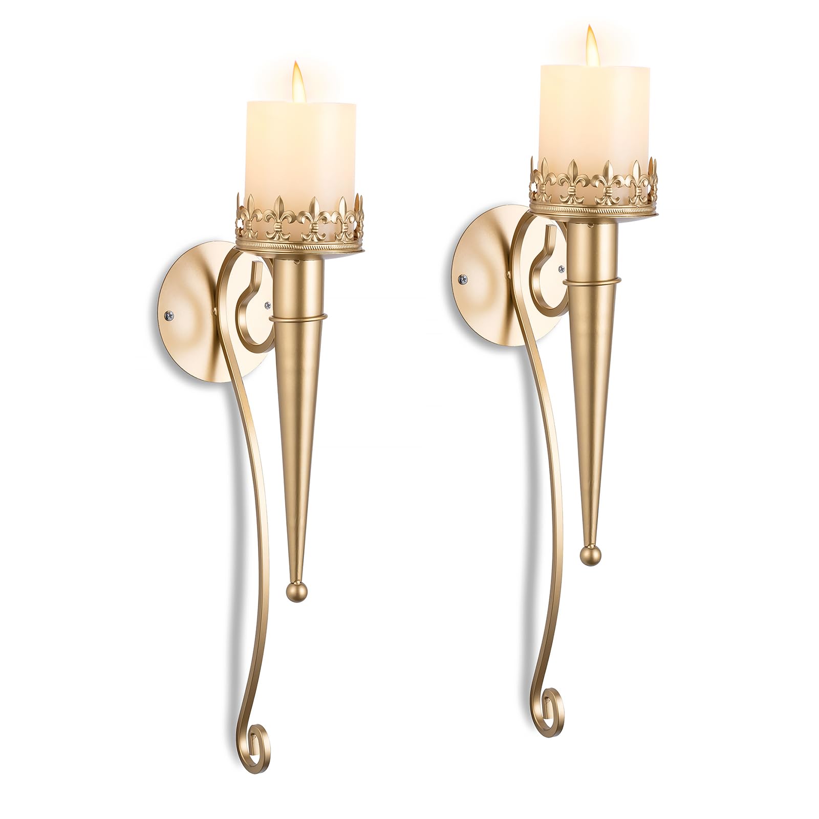 SziqiqiWall Candle Holder Gold - Candle Sconces Set of Two for Living Room Bedroom Candle Wall Sconces for Pillars Tealight Candles Decorative Metal Wall Sconce for Bathroom Dining Room Fireplace