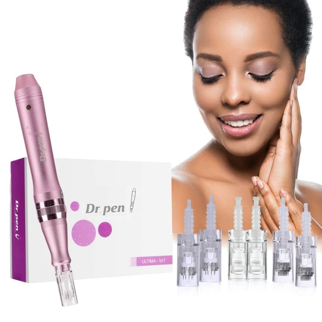 ModiX Dr. Pen Ultima M7 Professional Kit - Authentic Multi-Function Wireless Derma Beauty Pen - Trusty Skin Care Tool Kit - 12pins (0.25mm) х2 + 36pins (0.25mm) х2 + Round Nano (0.25mm) x2 Cartridges