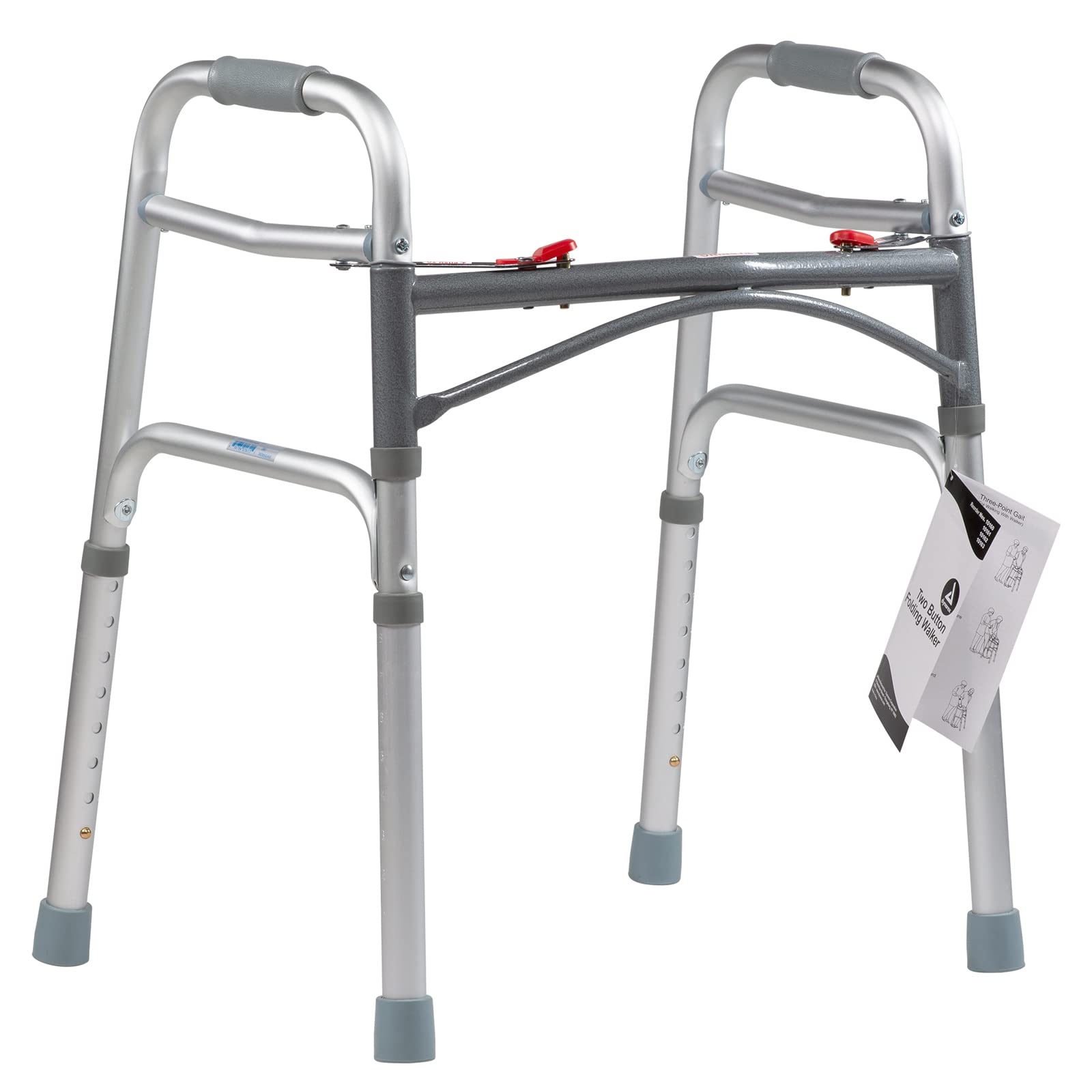 Dynarex Junior Two-Button Folding Walker is a Foldable Stand-Up Walker with Tool-Free Adjustable Height up to 32ââ‚¬Â & 300 Pound Weight Capacity, Silver, 1 Junior Two-Button Folding Walker