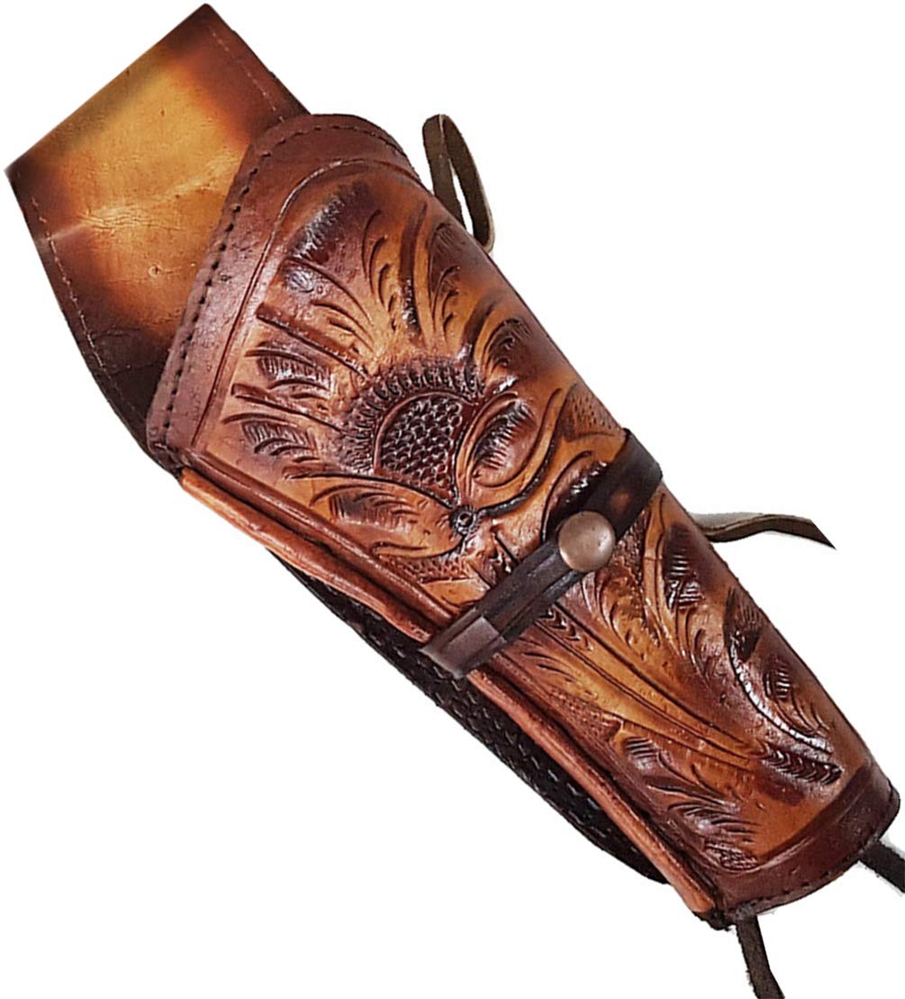 Modestone Western Leather Right Handed Revolver Holster for Gun Belt Beige