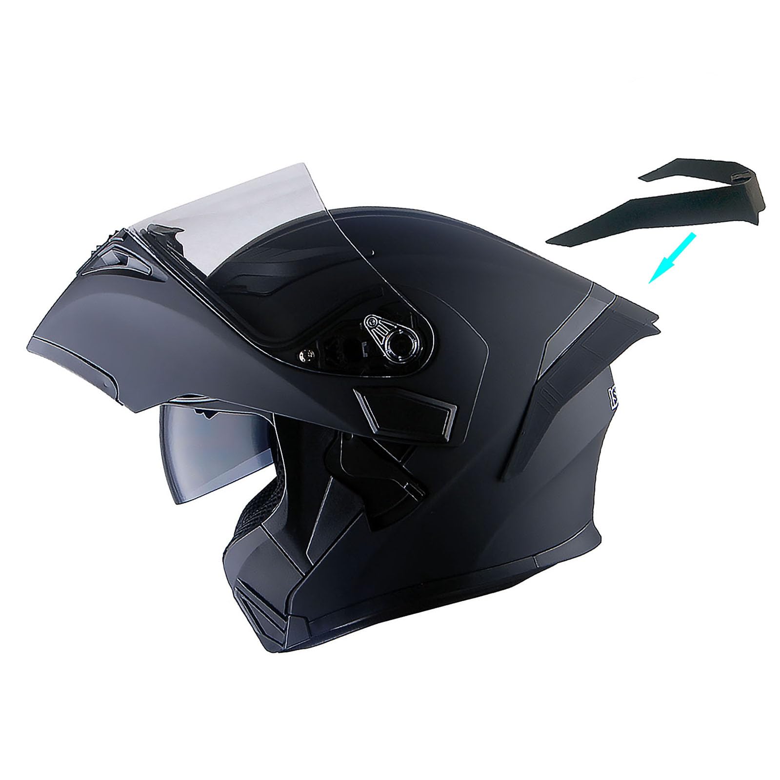 1Storm Motorcycle Modular Full Face Helmet Flip up Dual Visor Sun Shield: HB89 Matt Black; Size XL