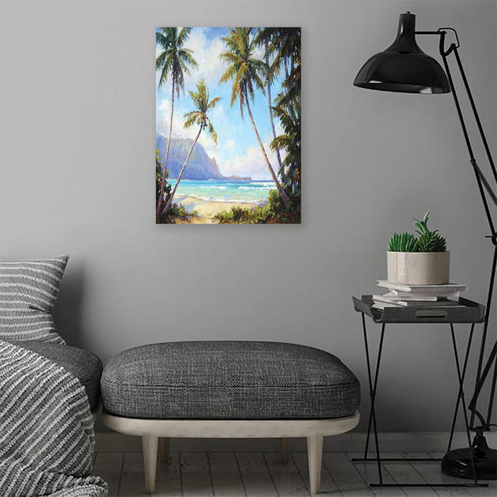 VERRE ART Printed Framed Canvas Painting for Home Decor Office Wall Studio Wall Living Room Decoration (14x22inch Wrapped) - Hanalei Bay