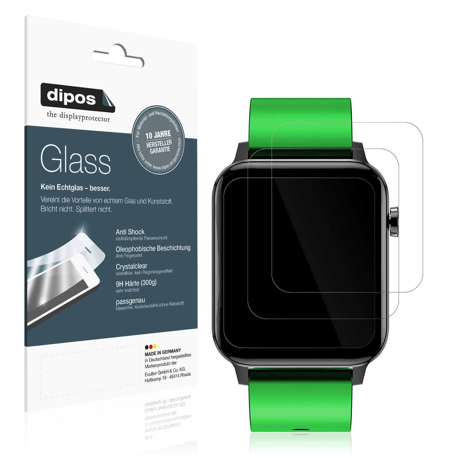 diposI Screen Protector compatible with Judneer 1,4 inch Smartwatch Flexible Glass 9H Display Protection