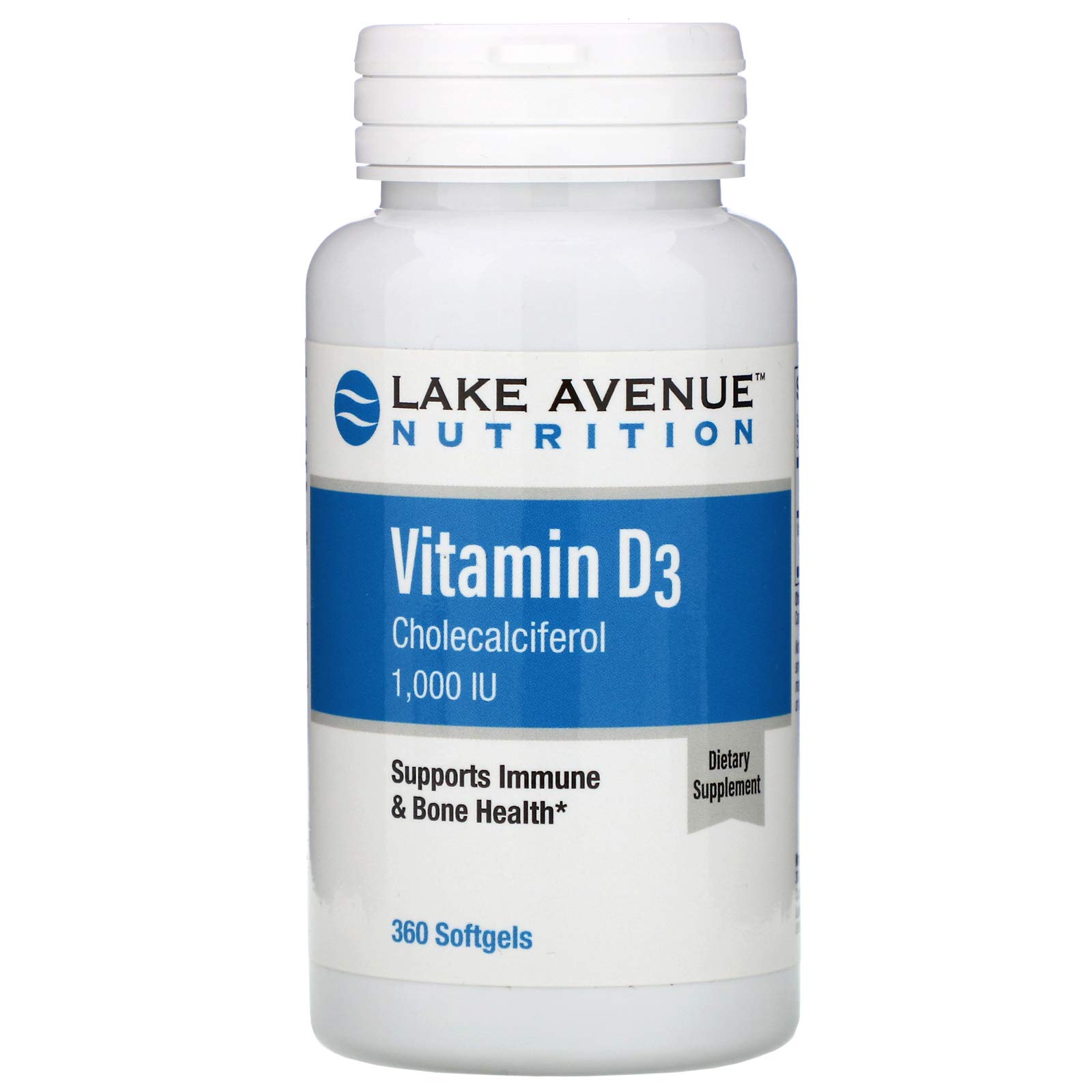 Lake AvenueVitamin D3, 25 mcg (1,000 IU), 360 Softgels, Nutrition