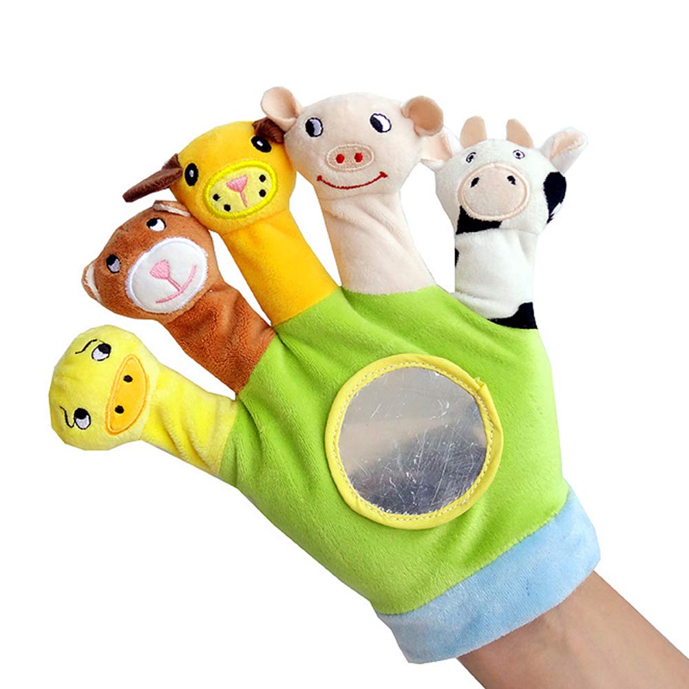 SKEIDO Cute Cartoon Gloves Animal Plush Finger Toy Children Educational Hand Puppet