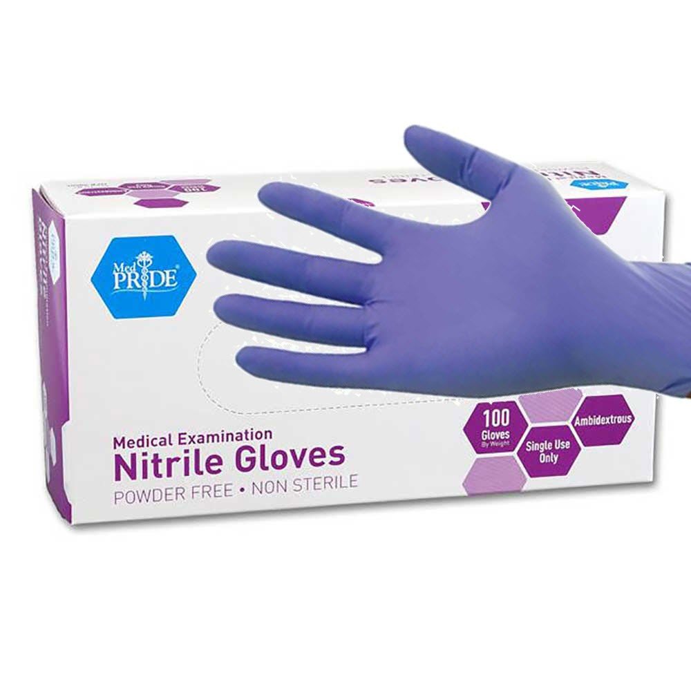 MedPride Powder-Free Nitrile Exam Gloves, Case/1000, 100 Count (Pack of 10)