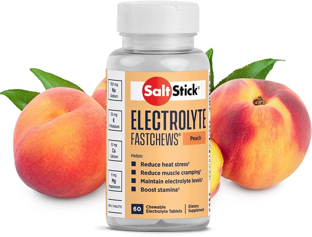 SaltStick Fastchews Buffered Electrolyte Salts Tablet - 60 Count, Peach - 03-4060