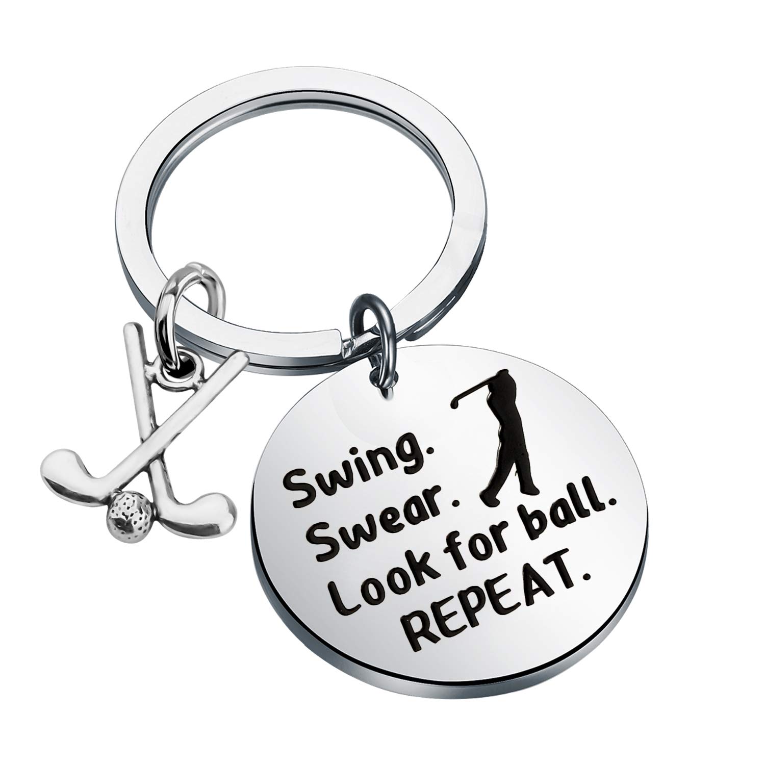 WSNANG Golf Keychain Swing Swear Look for Ball Repeat Keychain Golf Jewelry Gift for Golf Lover Golf Club Golf Coach