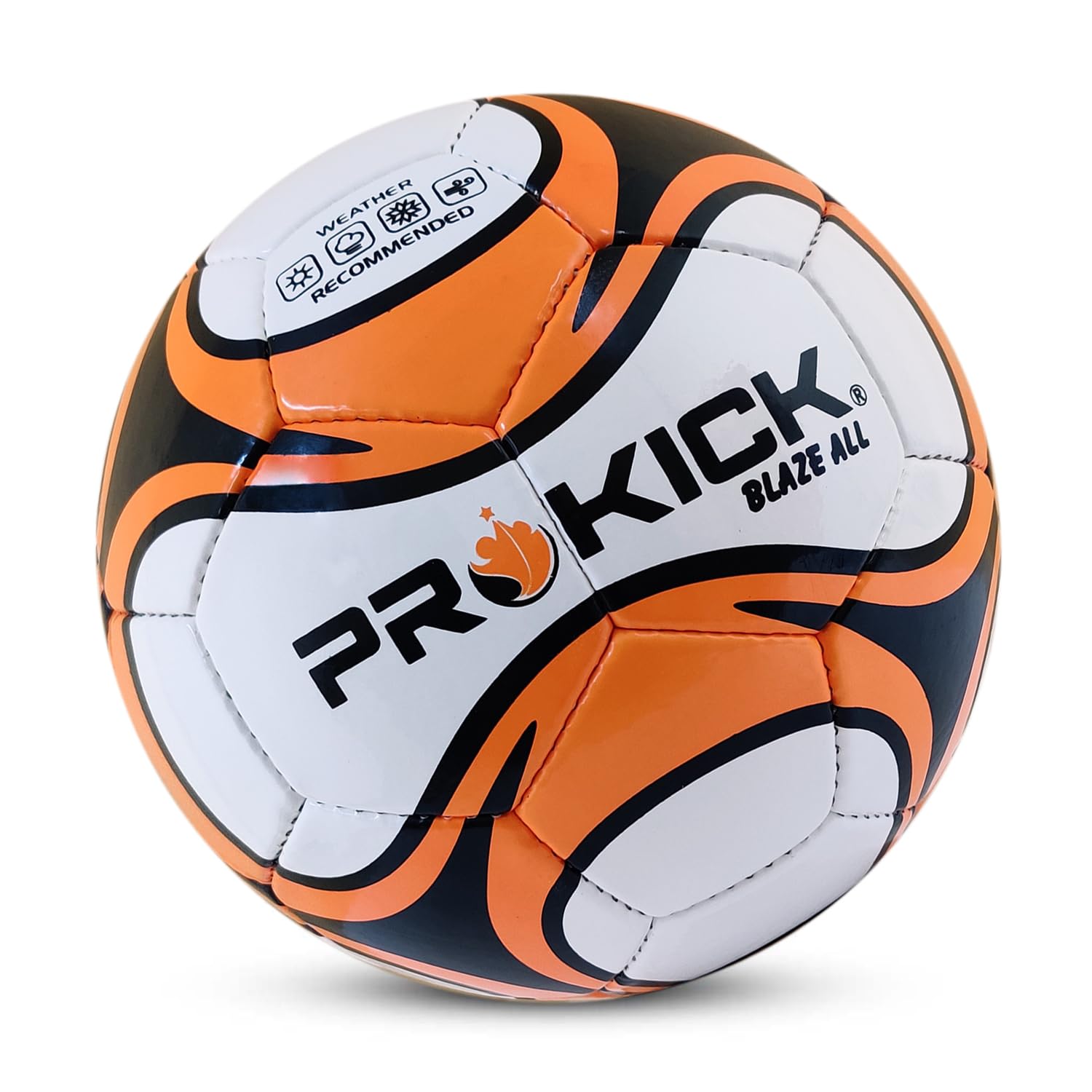 Prokick Blaze All Hand Stitched 32 Panel PU Football, Size 5 (White/Orange/Black)