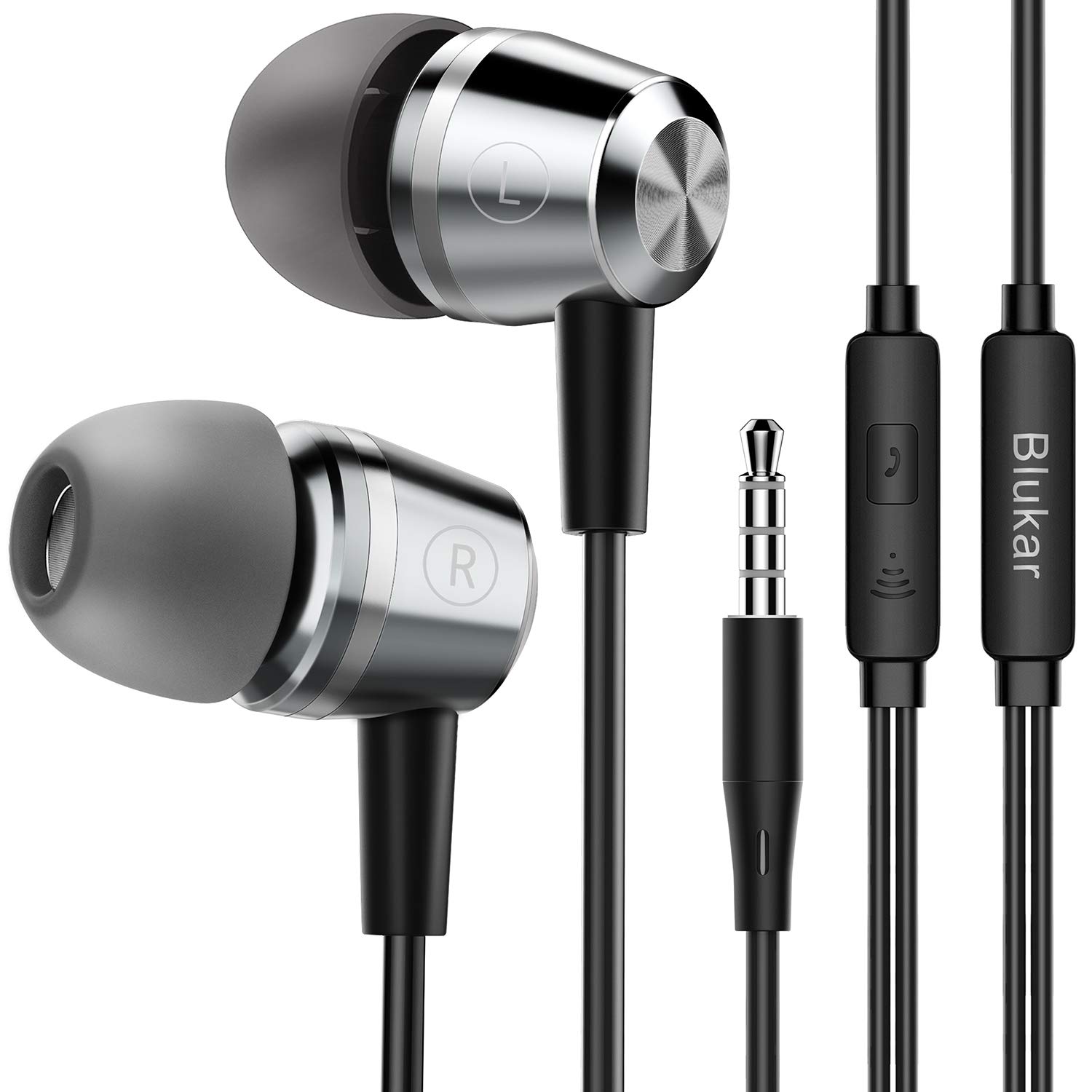 Blukar Earphones, In-Ear Headphones Earphones High Sensitivity Microphone – Noise Isolating, High Definition, Pure Sound for Phone, Smartphone, MP3 Players etc.