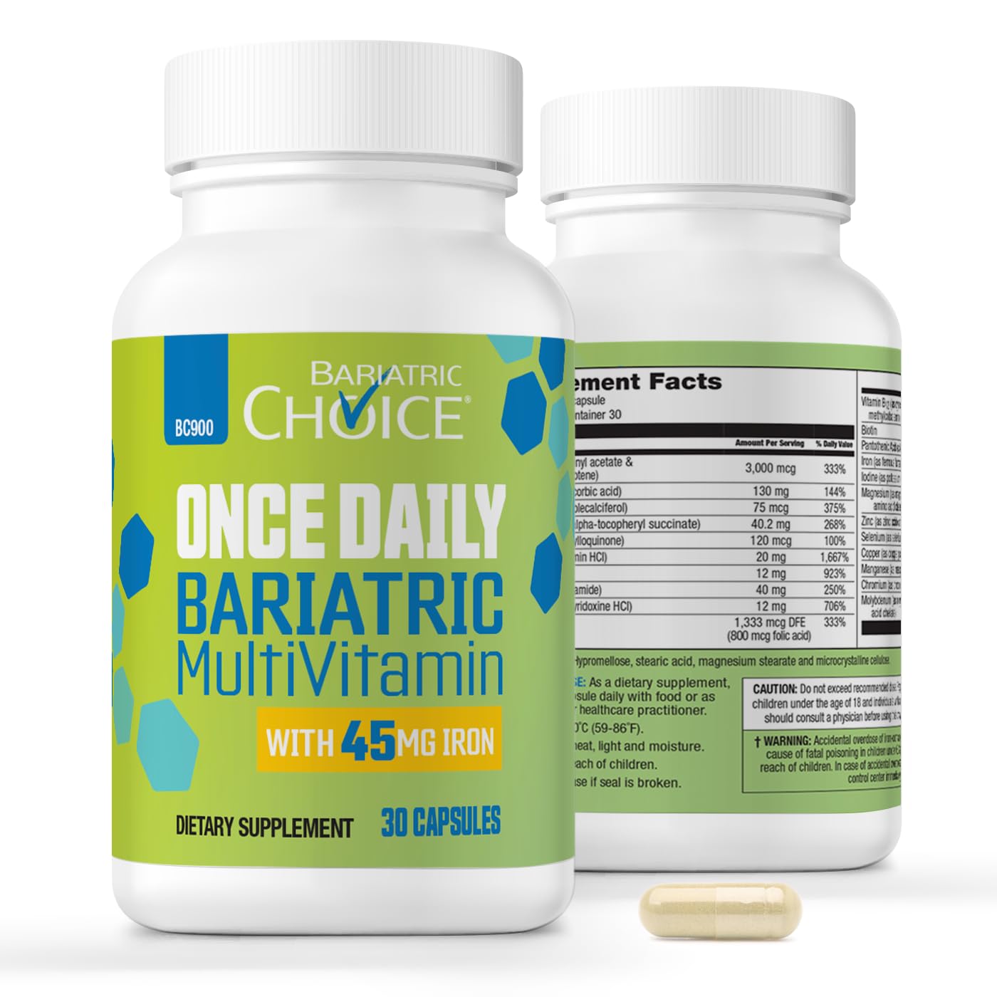 Bariatric Choice Once Daily Bariatric Multivitamin Capsule with 45 mg of Iron (30ct)