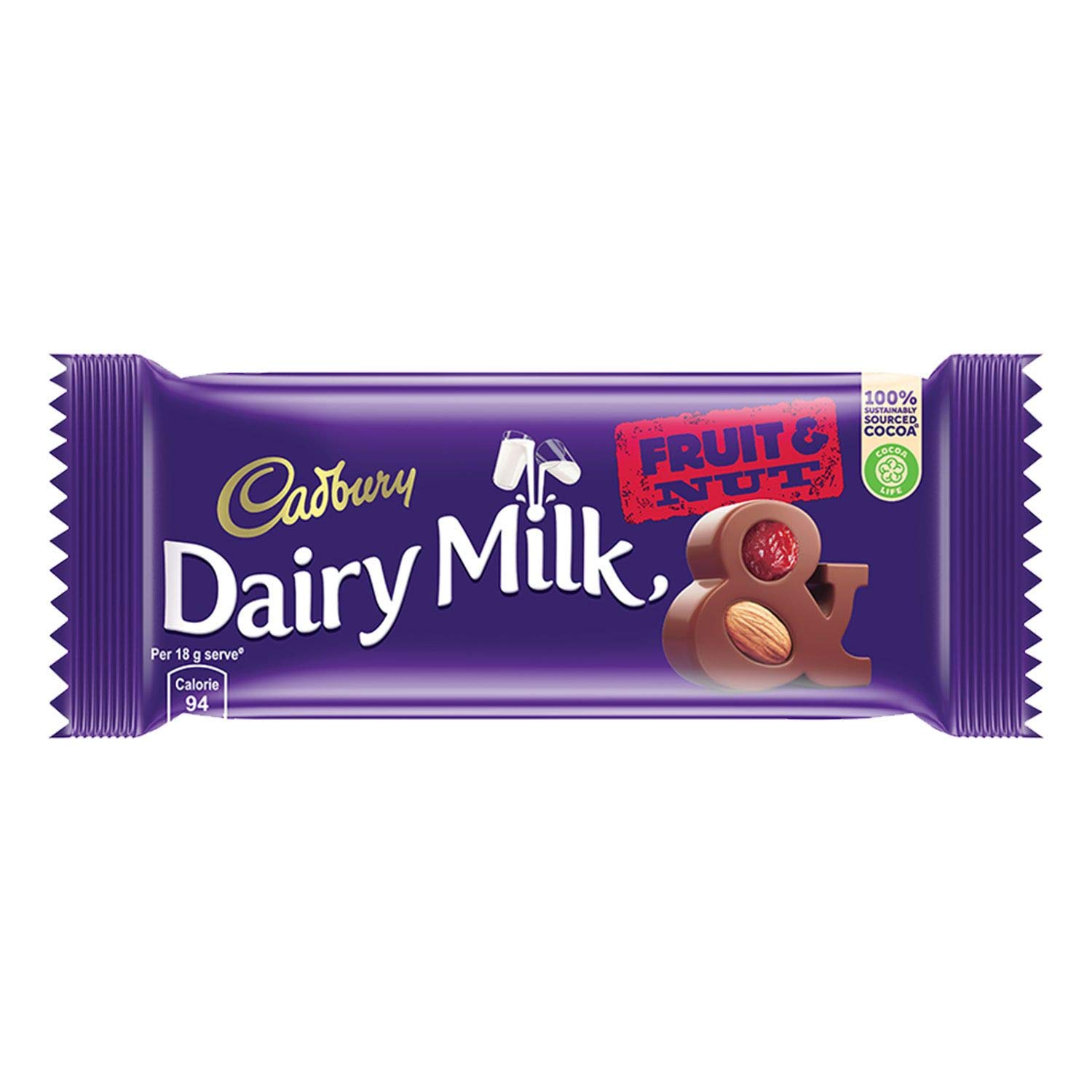 Cadbury Dairy Milk Chocolate Bar Fruit and Nut, 36 gram