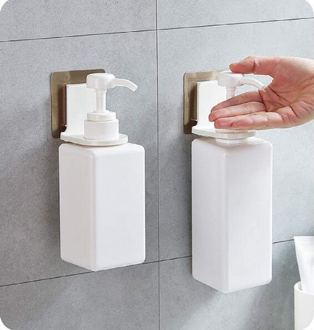 Zollyss Magic Sticker Sanitizer Bottle Holder Wall Mounted Shampoo Handwash Dispenser Stand Self Adhesive (Set of 2 Hook, Bottle Not Included)