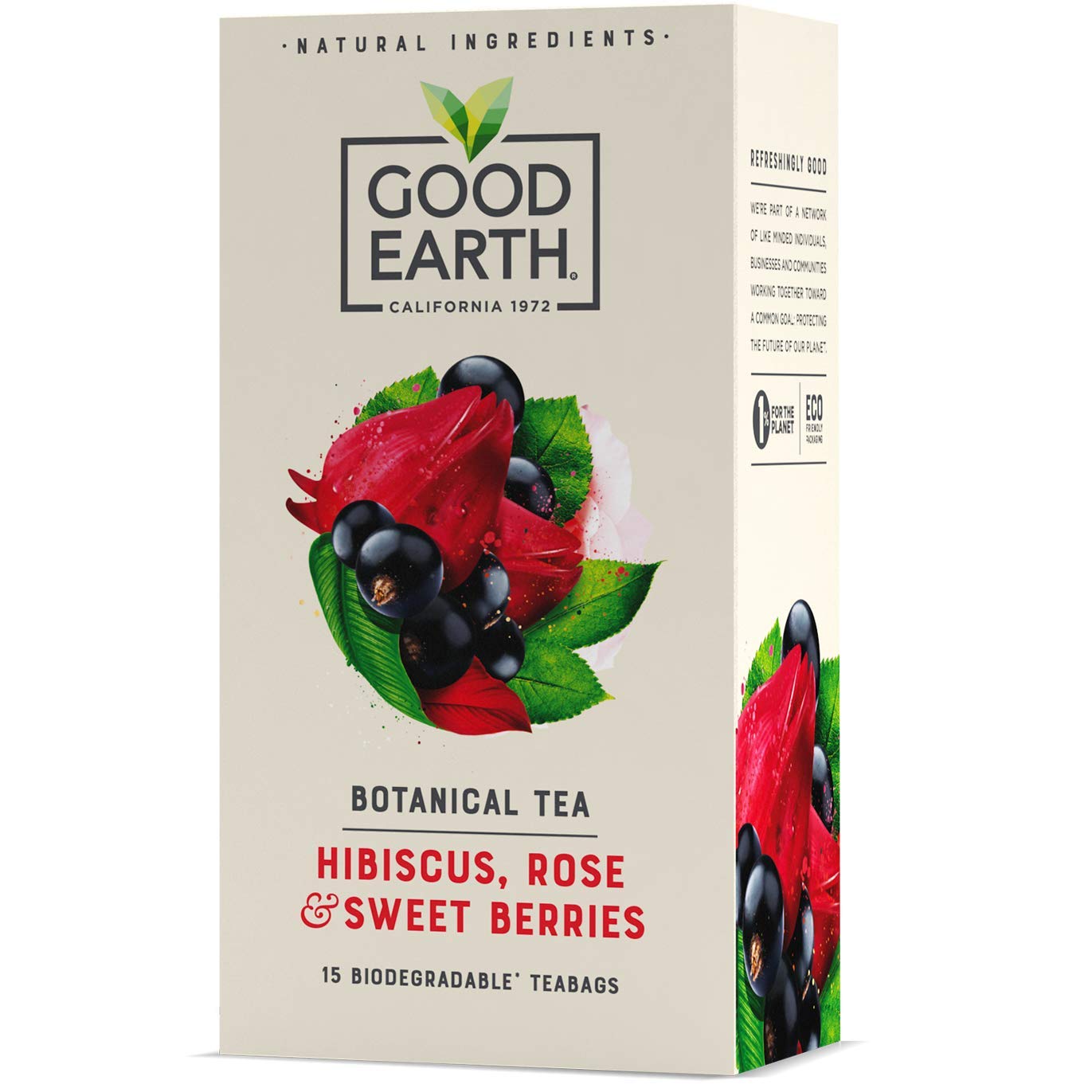 Good Earth Hibiscus, Sweet Berries & Rose Tea - Herbal Tea, 15 Biodegradable Teabags